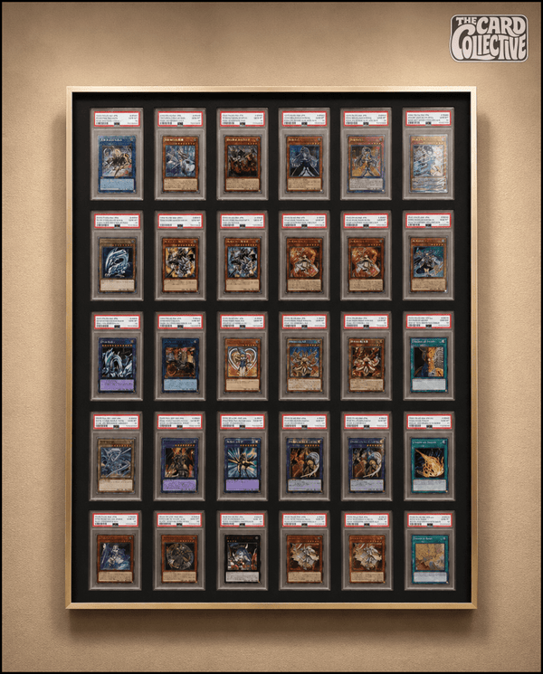 Premium aluminium metal trading card wall display frame case for Pokémon cards, MTG cards, Yu-Gi-Oh! cards, One Piece cards and sports cards, graded card wall display, PSA card frame, CGC card display, BGS slab display, One Touch magnetic holder display,